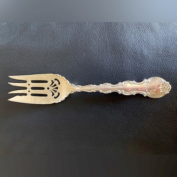 Rare Shreve & Co. Sterling Silver Serving Fork Strasbourg Lion-Ancr-G,1897, Mono - Picture 1 of 11